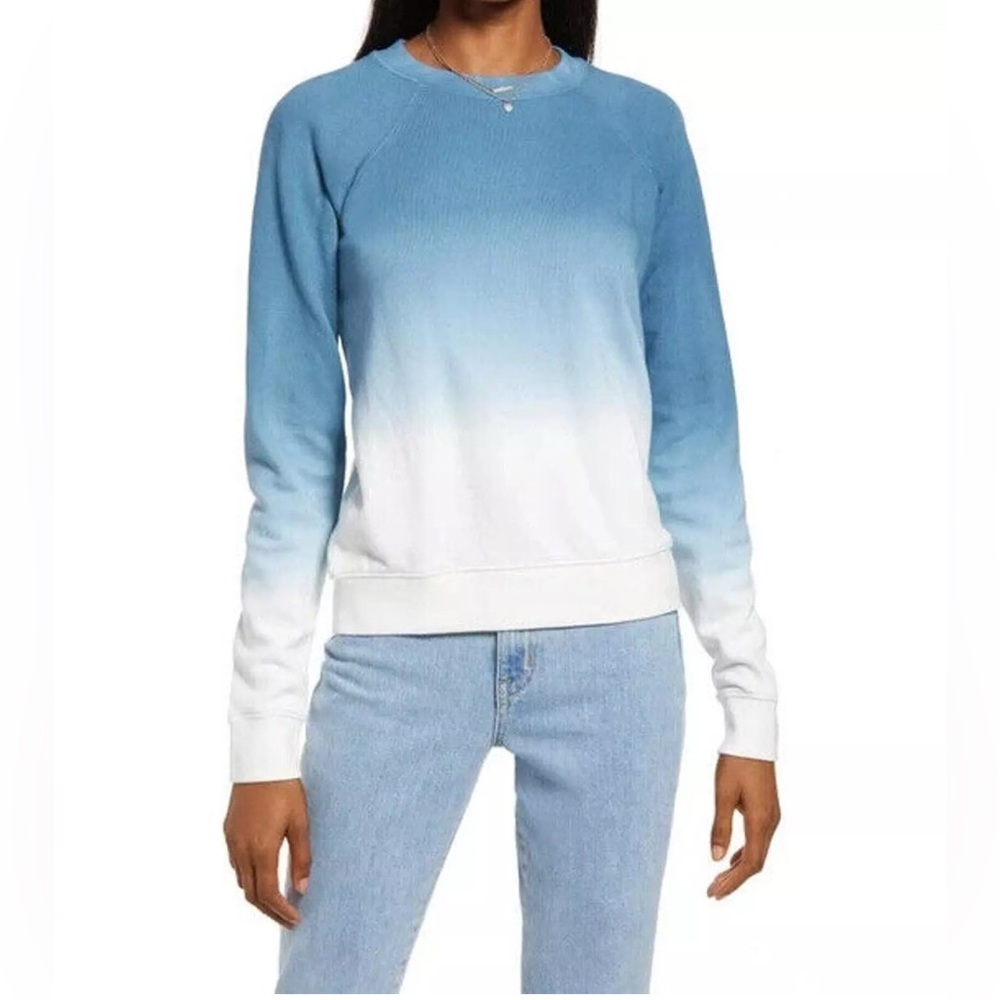 Faherty Women's Blue Fade Bells Ombré Organic Cotton Sweatshirt Size L
